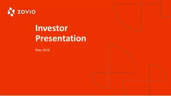 Investor  Presentation  May 2019  Forward Looking Statements  This presentation and related
