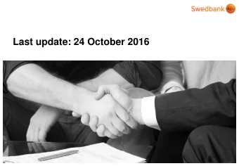 Last update: 24 October 2016  Swedbank  references  2016  IPO  Joint Global  Coordinator