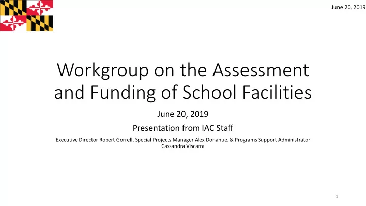 workgroup on the assessment and funding of school