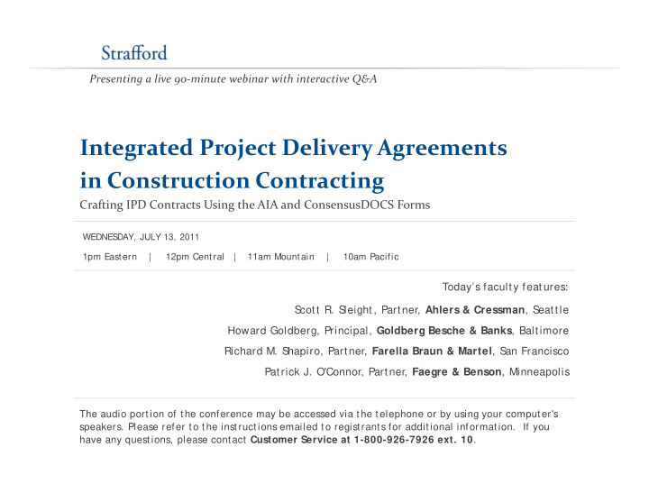integrated project delivery agreements g j y g in