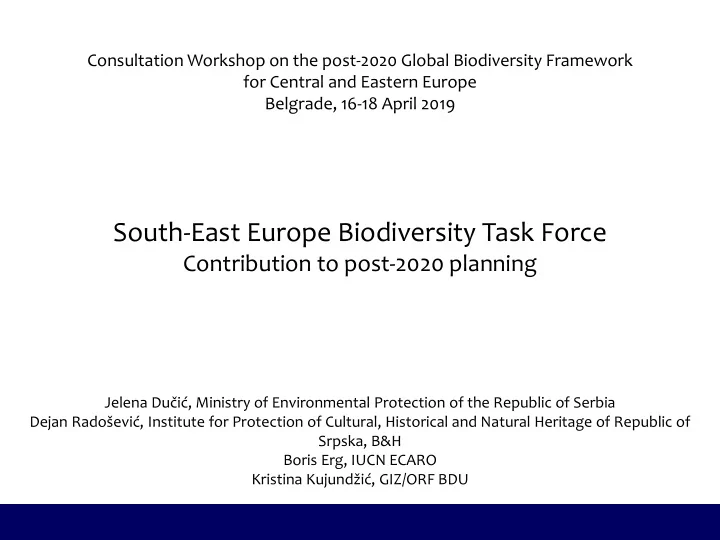 south east europe biodiversity task force