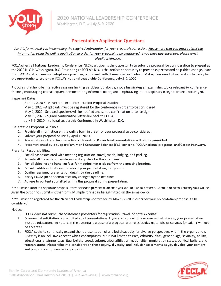 presentation application questions