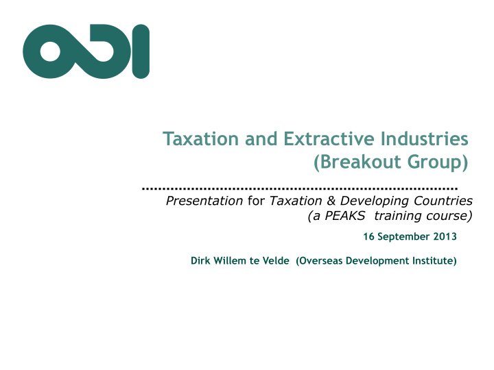 taxation and extractive industries breakout group