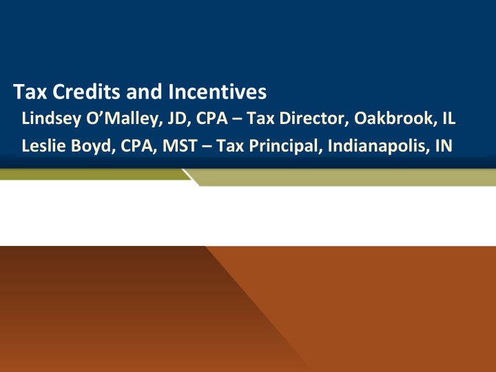 tax credits and incentives