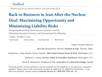 Minimizing Liability Risks  Navigating Remaining Sanctions and Customs Controls,  Obtaining