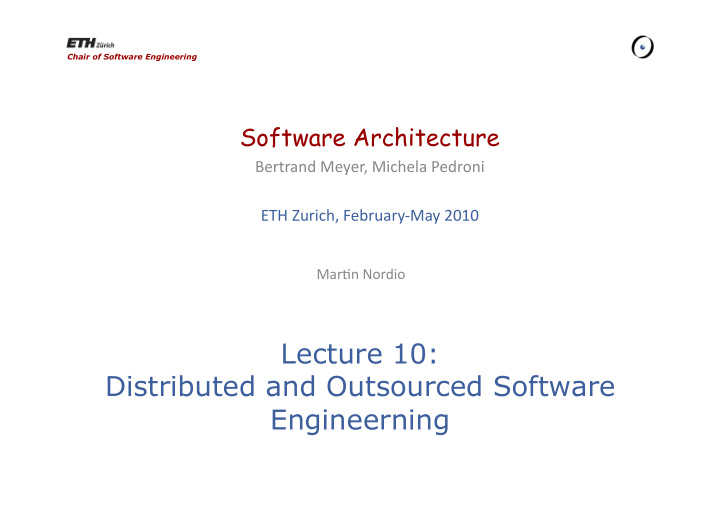 lecture 10 distributed and outsourced software