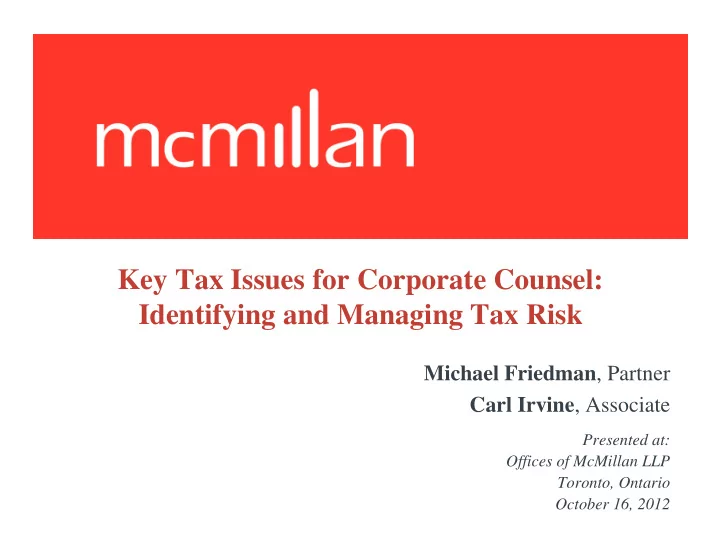 key tax issues for corporate counsel identifying and