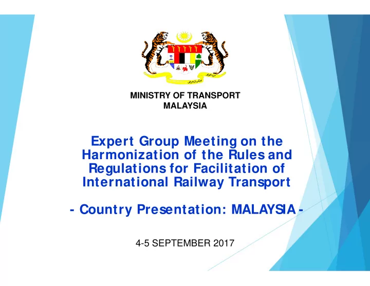 expert group meeting on the harmonization of the rules