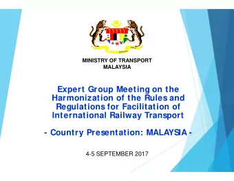 Expert Group Meeting on the  Harmonization of the Rules and  Regulations for Facilitation of