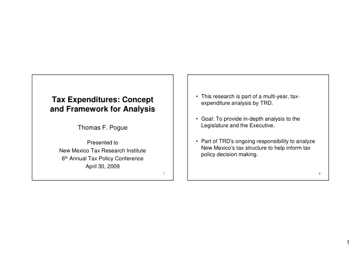 tax expenditures concept