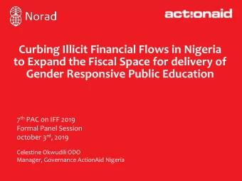 to Expand the Fiscal Space for delivery of  Gender Responsive Public Education 7 th PAC on IFF 2019