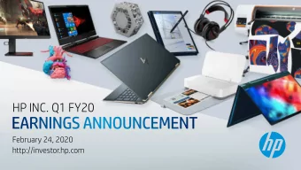 HP INC. Q1 FY20  February 24, 2020  http://investor.hp.com  Forward-looking statements  This