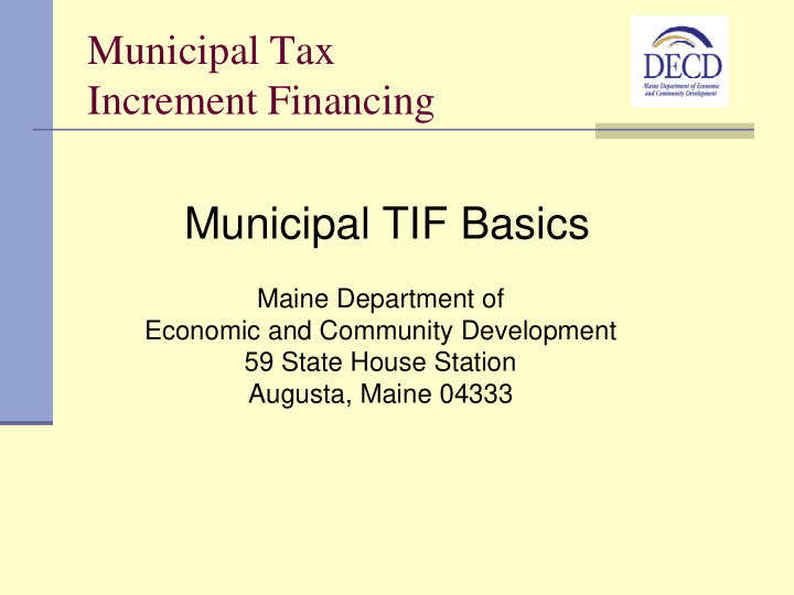 municipal tif basics