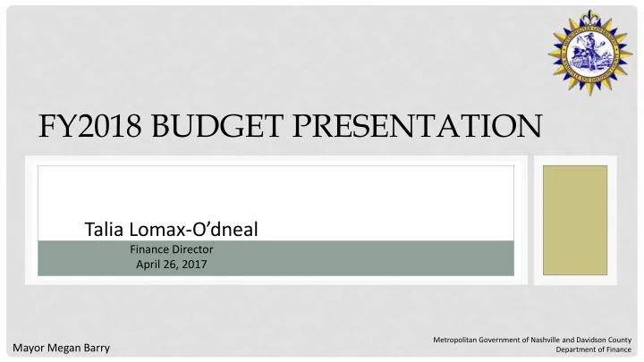 fy2018 budget presentation