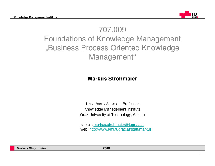 707 009 foundations of knowledge management business
