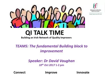 QI TALK TIME Building an Irish Network of Quality Improvers  TEAMS: The fundamental Building block