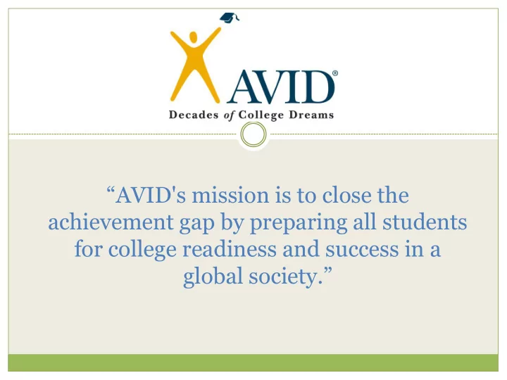 for college readiness and success in a