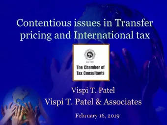 pricing and International tax  Vispi T. Patel  Vispi T. Patel &amp; Associates  February 16, 2019
