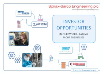 INVESTOR  OPPORTUNITIES  IN OUR WORLDLEADING  NICHE BUSINESSES  0 Investor opportunities  March