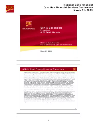 Sonia Baxendale  President  CI BC Retail Markets  National Bank Financial  Canadian Financial