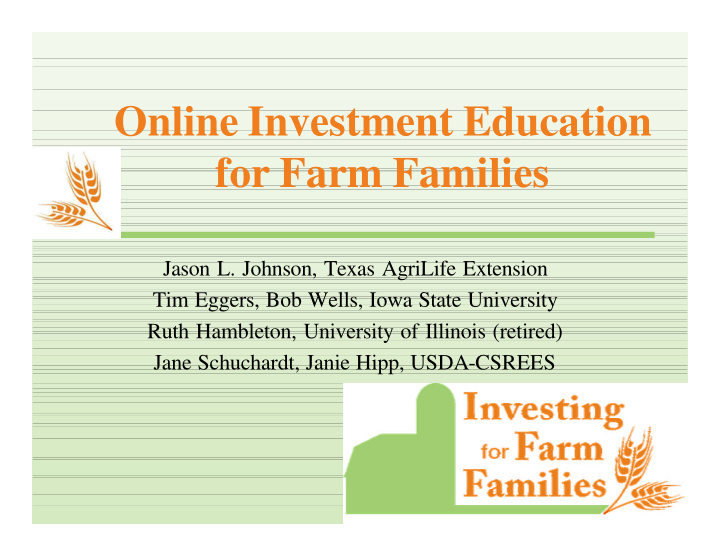 online investment education for farm families