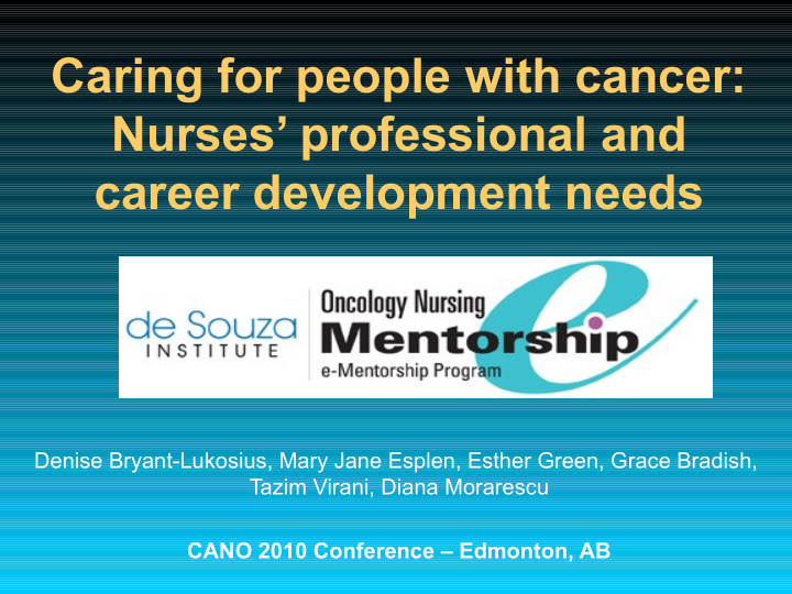 caring for people with cancer nurses professional and