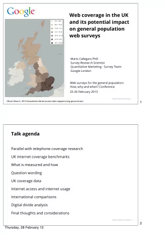 Web coverage in the UK  and its potential impact on general population  web surveys  Mario