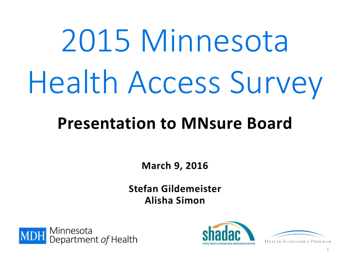 2015 minnesota health access survey