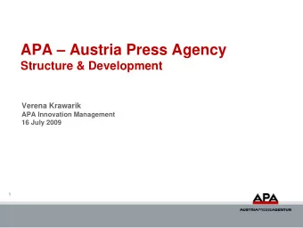 APA  Austria Press Agency  Structure &amp; Development  Verena Krawarik  APA Innovation