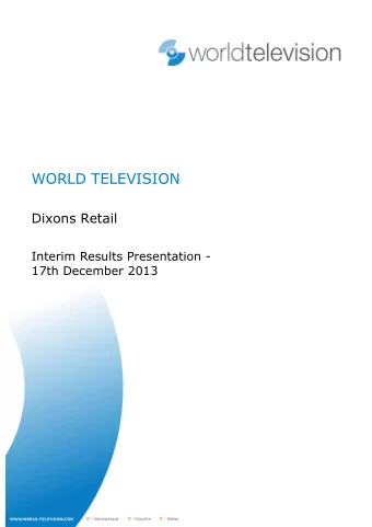 Page 2  Dixons Retail - Interim Results Presentation - 17th December 2013  Introduction  Sebastian