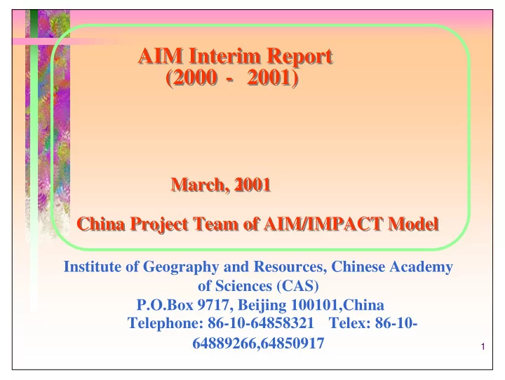 aim interim report aim interim report 2000 2000 2001 2001