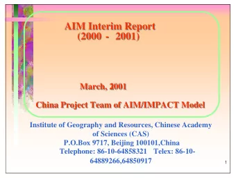 AIM Interim Report  AIM Interim Report  (2000  2000 -  - 2001)  2001)  (  March, 2001  1  March,