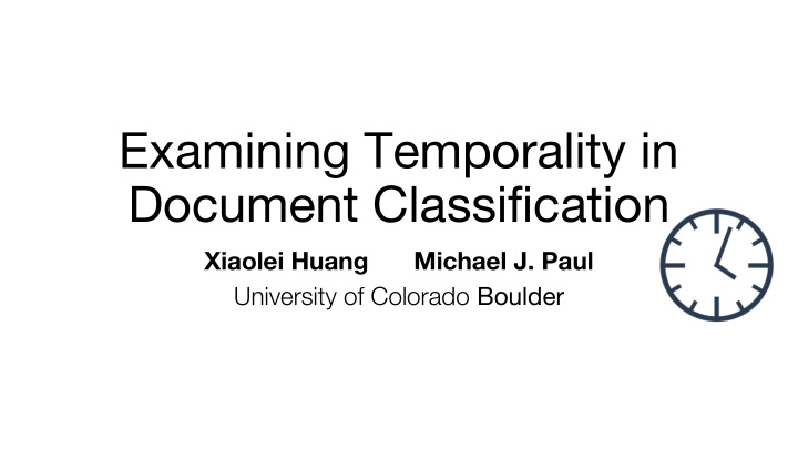 examining temporality in document classification