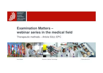 Examination Matters   webinar series in the medical field  Therapeutic methods  Article 53(c)