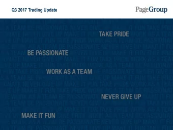 Q3 2017 Trading Update  Agenda  Financial Review  Operational Support Strategy  Regional Review