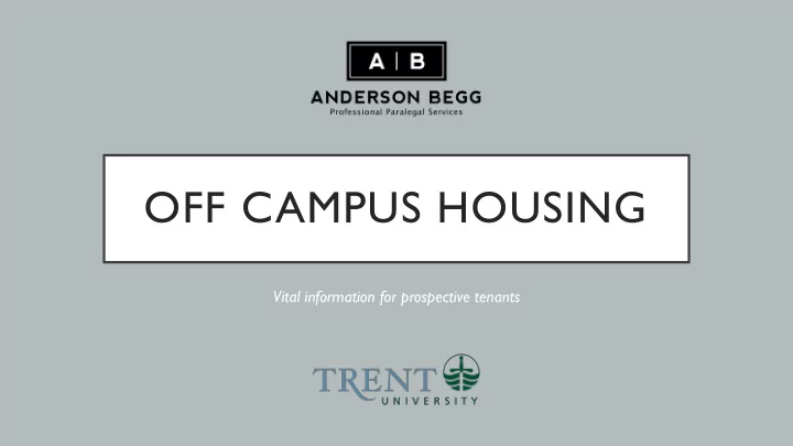 off campus housing