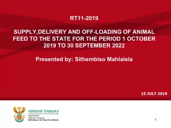 RT11-2019  SUPPLY,DELIVERY AND OFF-LOADING OF ANIMAL  FEED TO THE STATE FOR THE PERIOD 1 OCTOBER