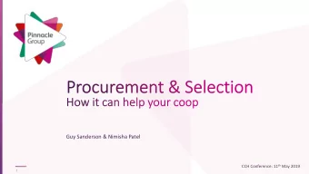 Guy Sanderson &amp; Nimisha Patel CCH Conference: 11 th May 2019  1  The act of obtaining or buying