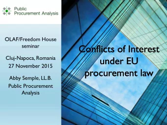 Conflicts of Interest  Conflicts of Interest  Cluj-Napoca, Romania  under EU  under EU  27 November