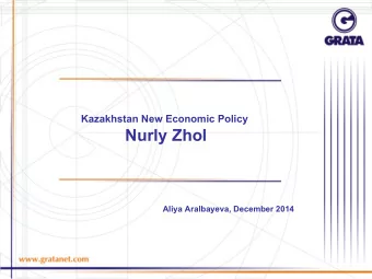 Nurly Zhol  Aliya Aralbayeva, December 2014  NURLY ZHOL  New Economic Policy Nurly Zhol, announced