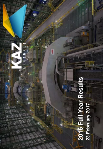 2016 Full Year Results  23 February 2017  IMPORTANT NOTICE  DISCLAIMER  Certain statements included