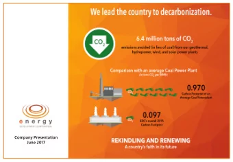 Company Presentation  June 2017  DISCLAIMER This presentation contains certain forward looking