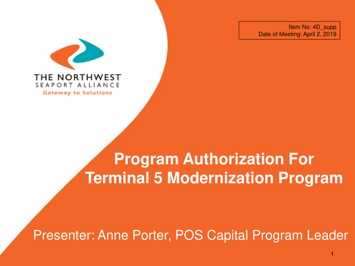 program authorization for terminal 5 modernization program