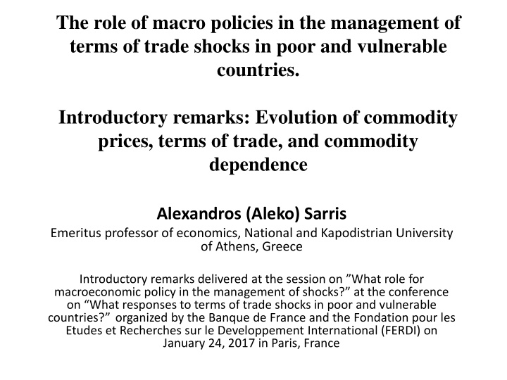 the role of macro policies in the management of terms of