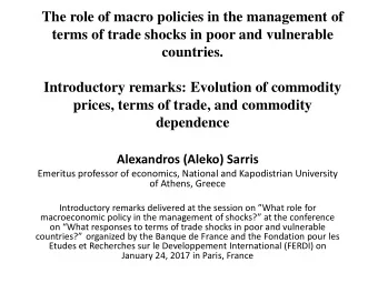 The role of macro policies in the management of  terms of trade shocks in poor and vulnerable