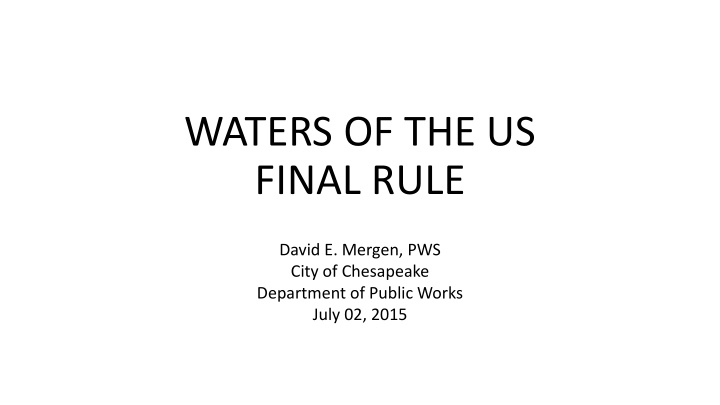 waters of the us final rule