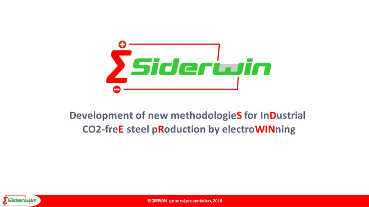 development of new methodologies for industrial co2 free