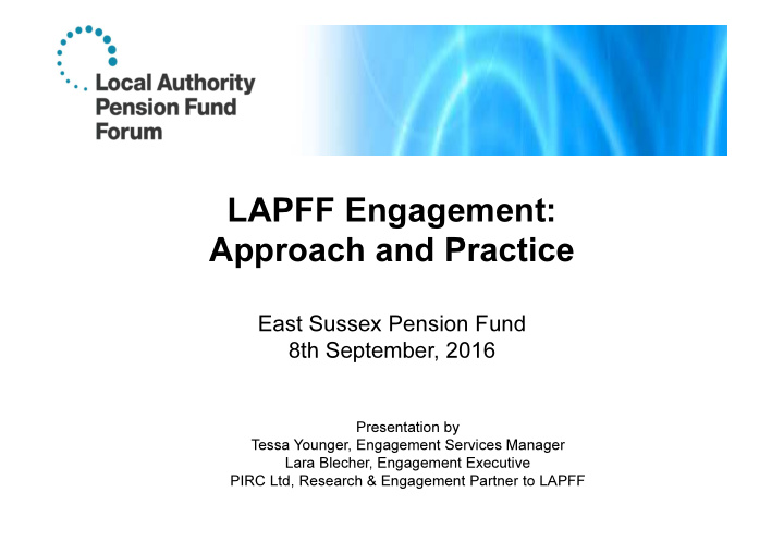 lapff engagement approach and practice
