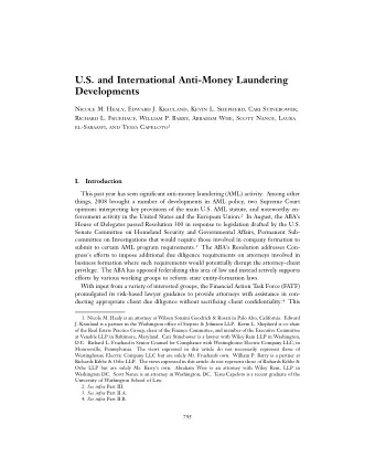 U.S. and International Anti-Money Laundering  Developments N ICOLE M. H EALY , E DWARD J. K RAULAND