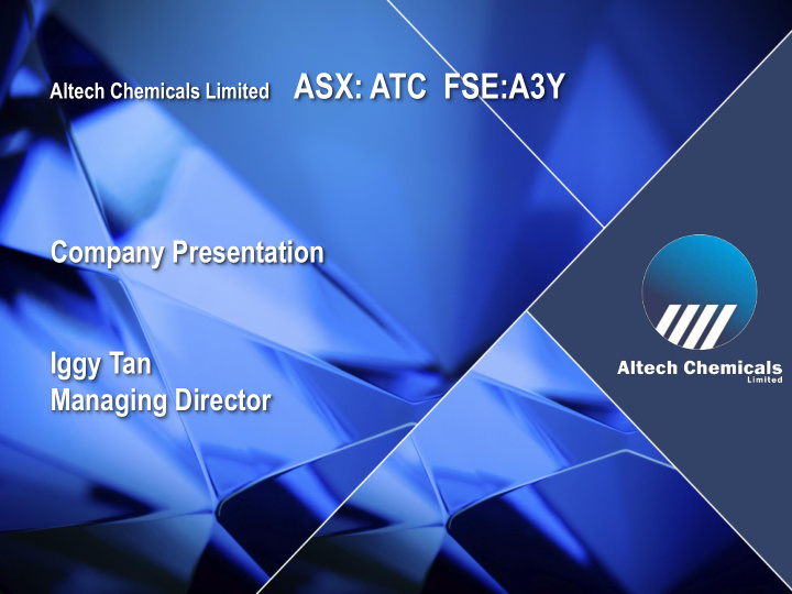 altech chemicals limited asx atc fse a3y